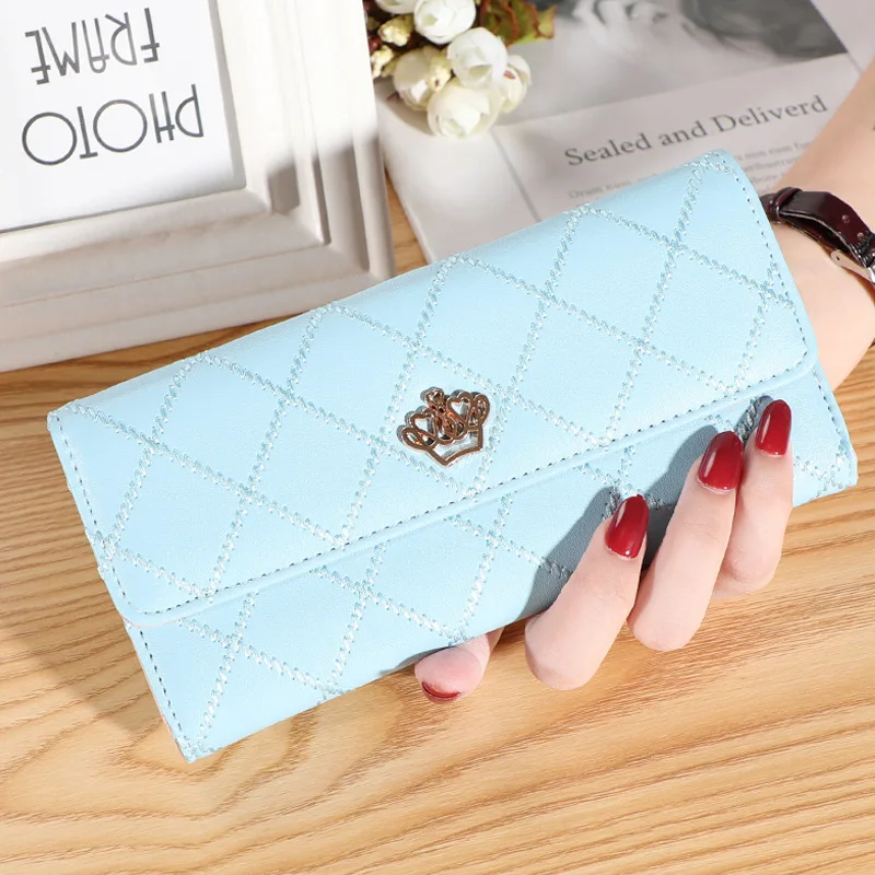 

Women's Clutch Plaid Leather Wallet Women's Wallet Long Card Holder