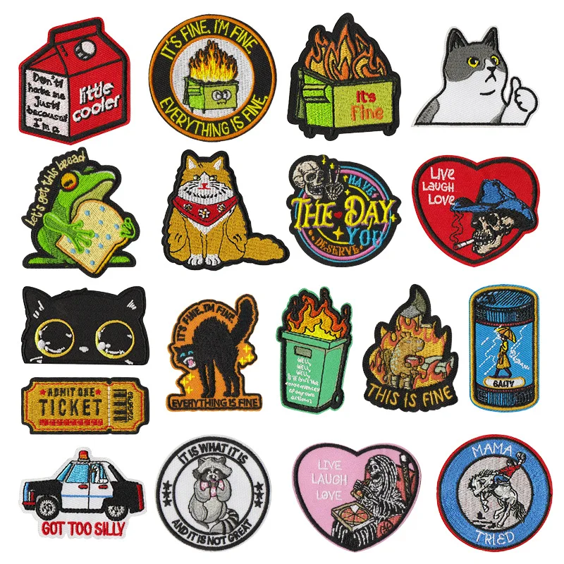 Parches termoadhesivos bordados pato ganso gato para mochilas y gorras
