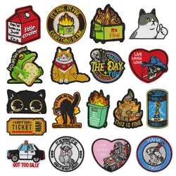 Parches termoadhesivos bordados pato ganso gato para mochilas y gorras