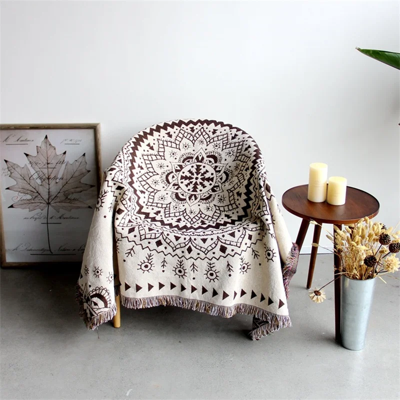 

Nordic Woven Throw Blankets Mat Rug Tassel Boho Throw Blanket with Fringe ]bohemian Bedding Sofa Cloth Cover Carpet Home Decor