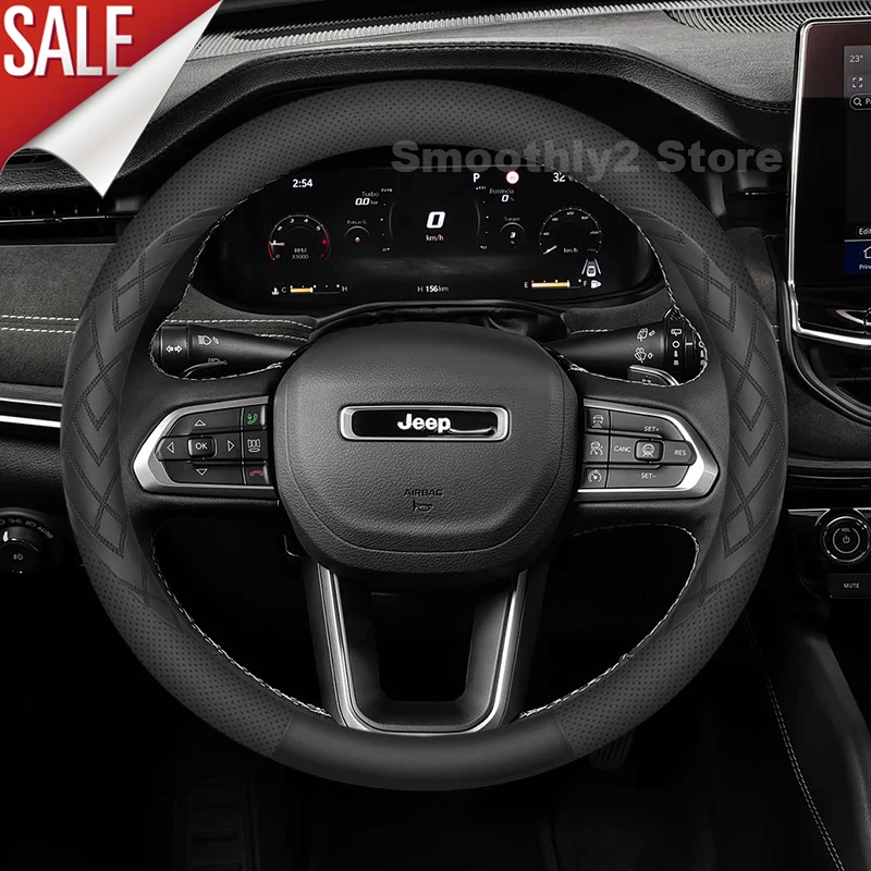 

Leather Car Steering Wheel Cover For JEEP Commander 2025 2024-2021 ultra-thin Auto interior JEEP Commander Accessories 2025