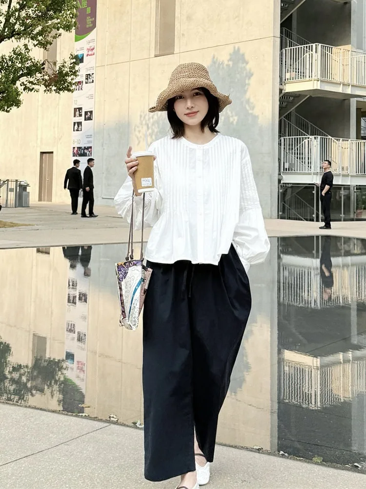 

Женское длинное платье MGDM в японском стиле, суперплотное, с плиссировкой, белое, 2025, новинка, премиум-качество, свободный крой, хлопок