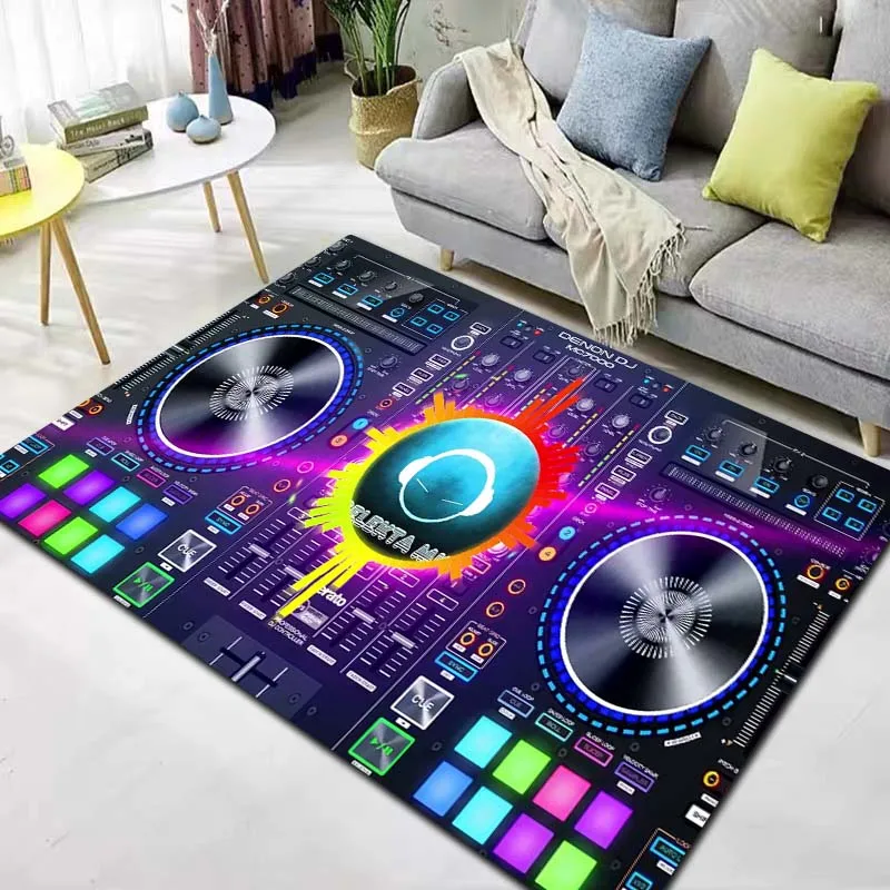 DJ Controller Mixer Print Flannel Area Rug Non‑Slip Soft Floor Mat For Couch Bedroom Living Room  Indoor Home Cozy Decor Gift