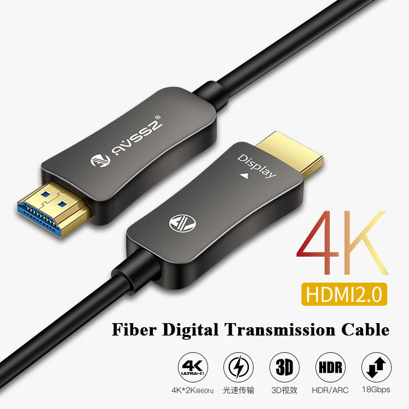 

Fiber Optic HDMI Cable 2.0 4K60Hz for TV PC Projector Home Theater 3D HDTV PS5 Xbox