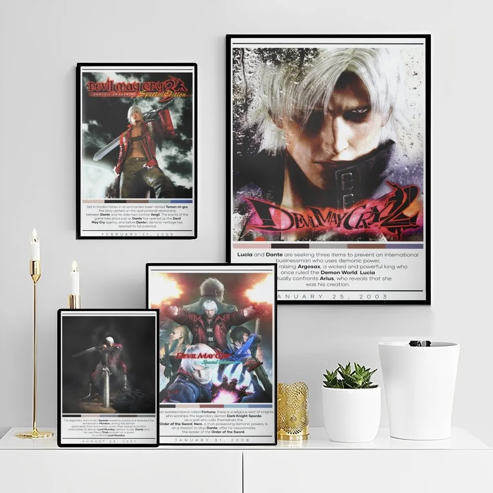 D-DevilS May Cry-S Classic Vintage Posters Decoracion Painting Wall Art White Kraft Paper Kawaii Room Decor
