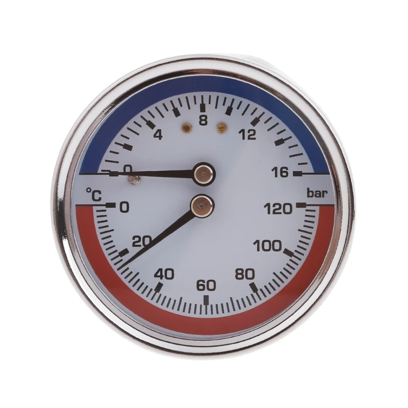 Thermo-manometer Boiler Temperature Pressure Gauge 0-16Bar 0-120℃ Dial Liquid Filled Pressure Gauge for Floor Heating