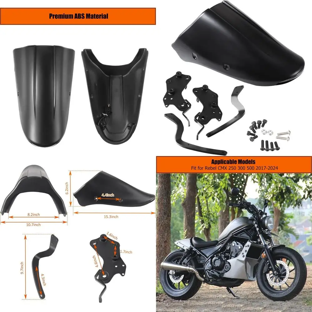 

Rear Fender for Rebel 300 500, Motorcycle Back Mudguard Short Splash Guard Fender with LED Signal Brake Light Accessories for 20