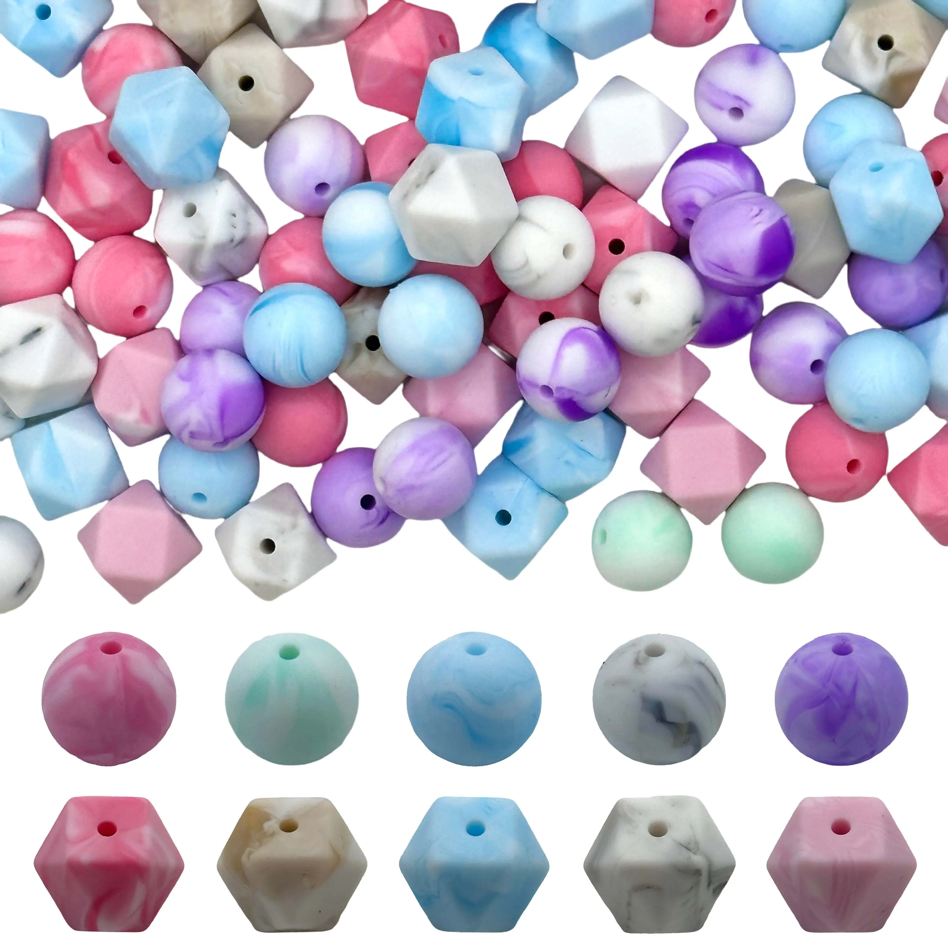 100 قطعة سلسلة لونين سيليكون الخرز مختلط البؤري الخرز سيليكون القلم الخرز DIY بها بنفسك اليدوية قلادة المفاتيح الخرز خرز للمجوهرات