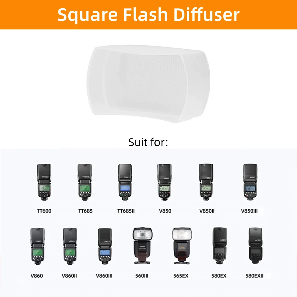 Camera Flash Diffuser Soft Light Case for Godox V860II V850 TT685II TT600 AD100Pro AD200Pro V1 Lux Junior Canon 580EX II Yongnuo