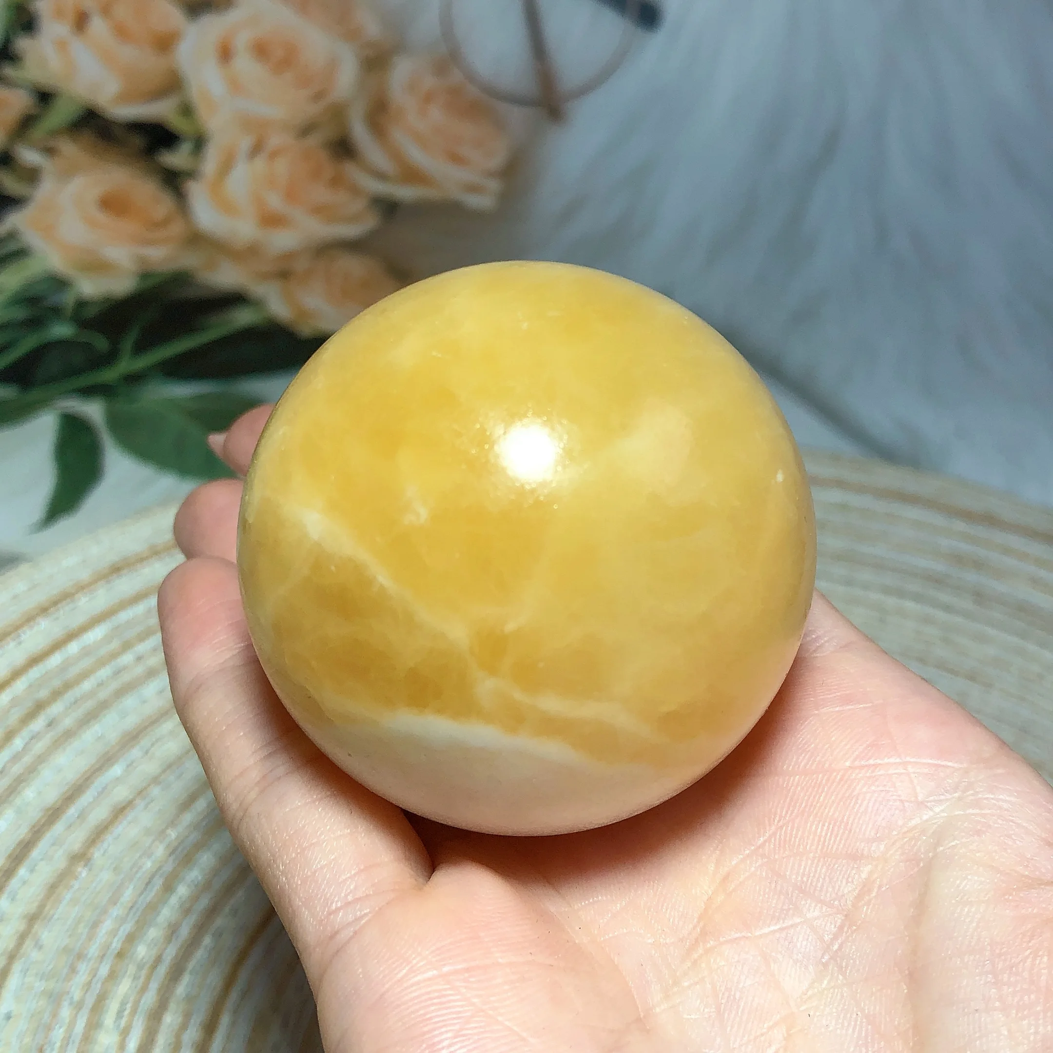 

High Quality Natural Crystal Orange Calcite Sphere Energy Healing Wholesale Gemstone Reiki Home Decorations Room Decor