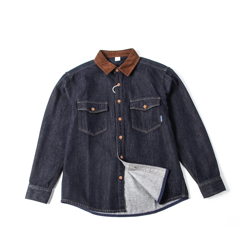 American Style Casual Loose Men's Denim Shirt Vintage  Jacket Cotton Polyester Blend Long Sleeve Collared Open Cardigan