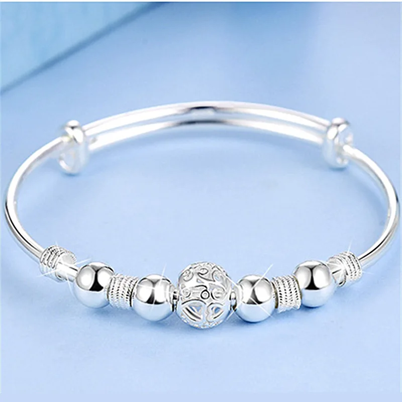 Women's Adjustable Stainless Steel Teardrop Bangle Bracelet