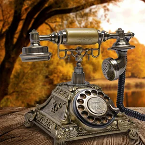 Gold Antique Telephone Desk Phone European Style Old Fashioned Rotary Dial Phone Vintage Handset Old Telephone 12 best sales antique telephones fake - №11