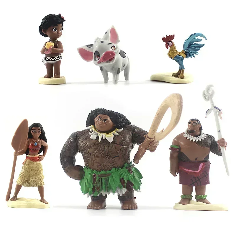 6 sztuk/partia Figurki Akcji z Kreskówki Moana Księżniczka Legendka Vaiana Maui Pował Tui Tala Heihei Pua Model Prezent Urodzinowy Zabawki