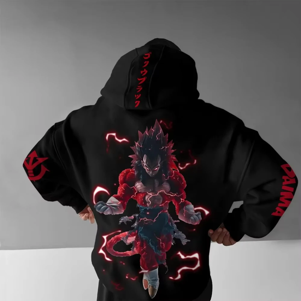 Sudadera con capucha con estampado de Dragon Ball Vegeta para hombre, otoño/invierno, nuevo Super Saiyan 4, tendencia urbana, Jersey informal holgado para padres e hijos