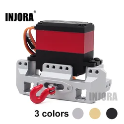 INJORA Metal Front Bumper Mount Servo Stand 25T Steering Gear Servo Winch Spool for 1/10 RC Crawler Car TRX4