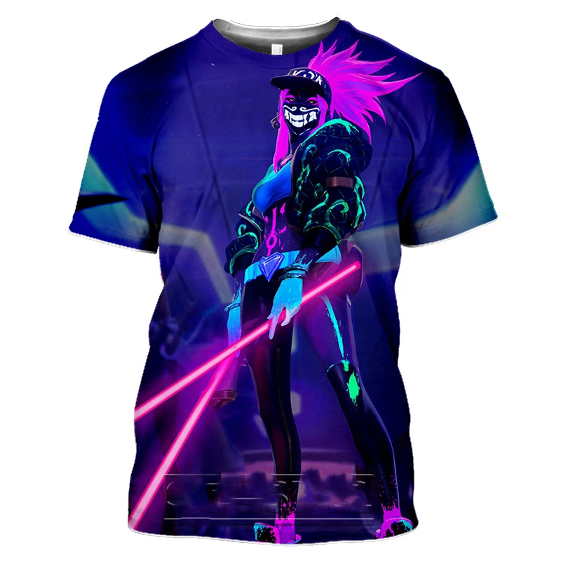 League Of Legends 3D Printed Sexy Akali Men T-shirt Women Fashion T Shirt LOL Game Character Psychedelic T Shirt Breathable Tops