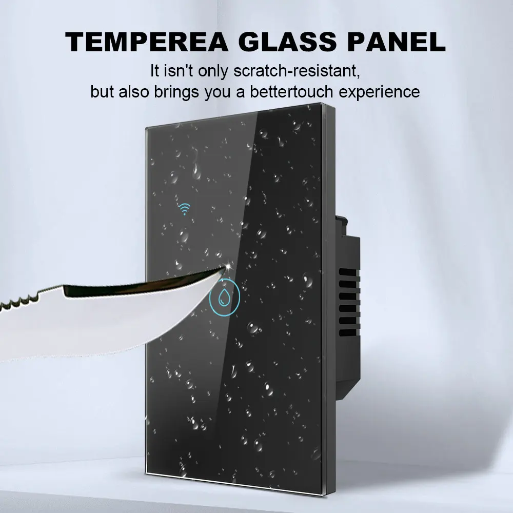 سخان مياه واي فاي ذكي يعمل باللمس، مؤقت قياسي أمريكي، ذاكرة إيقاف التشغيل/التحكم في إيقاف التشغيل متوافقة مع Alexa Google Home