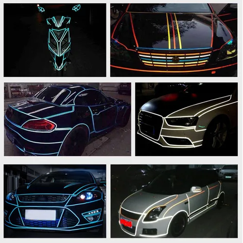 8 Meter Car Styling Reflective Stripe Tape Motorcycle Bike Body Rim Wheel Stripe Tape Stickers Decorative Blue/Red/Yellow