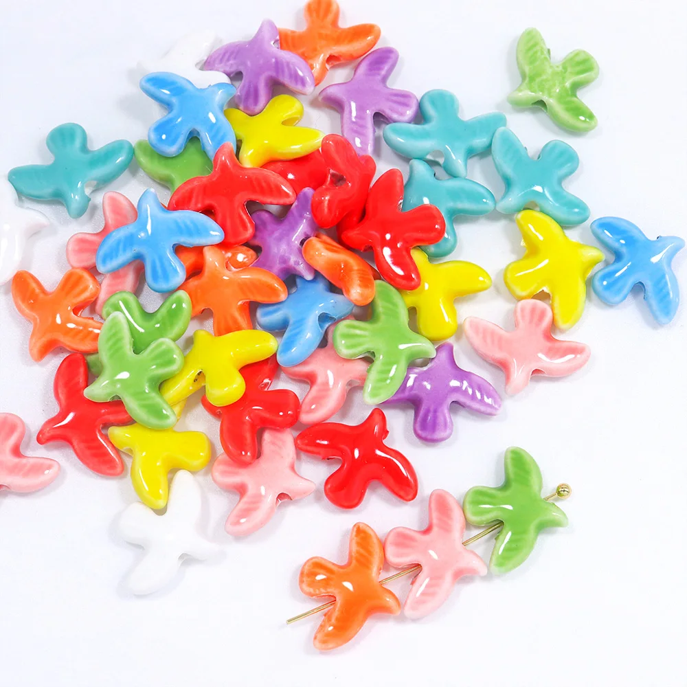 10pcs Dove Of Peace Ceramic Beads For DIY Jewelry Making Earring 17x14mm Mini Pigeon Porcelain Bead DIY Handicraft Accessories