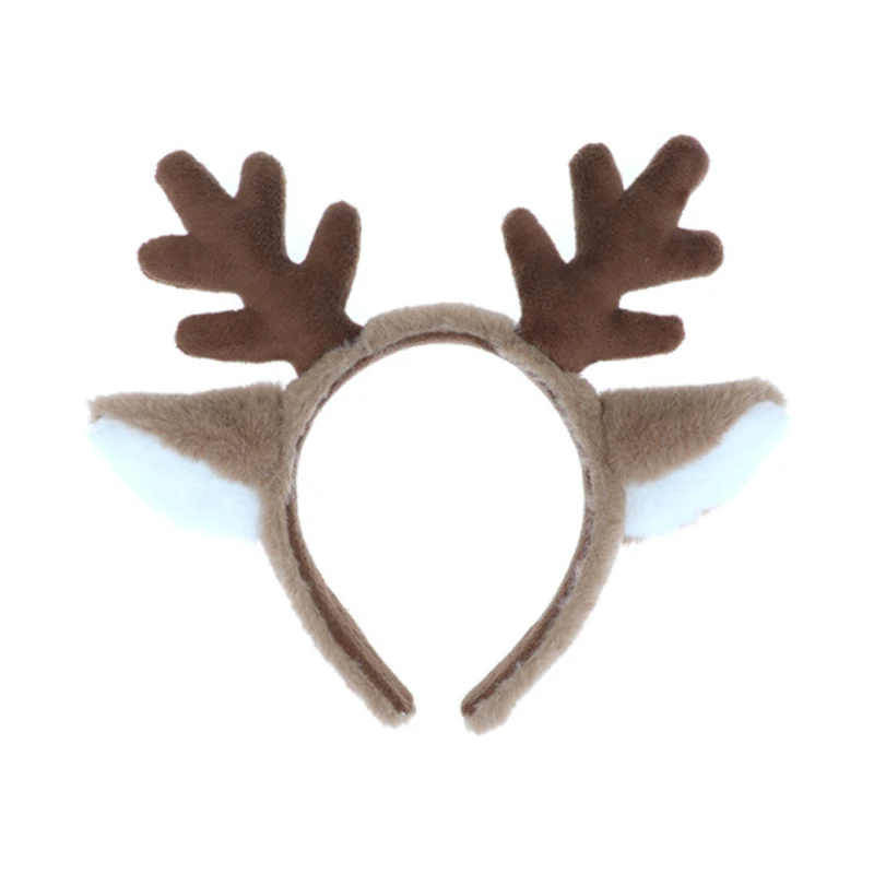 Natal Deer Ear Hoop para menina, Cute Plush Deer Horn Headwear, Acessórios