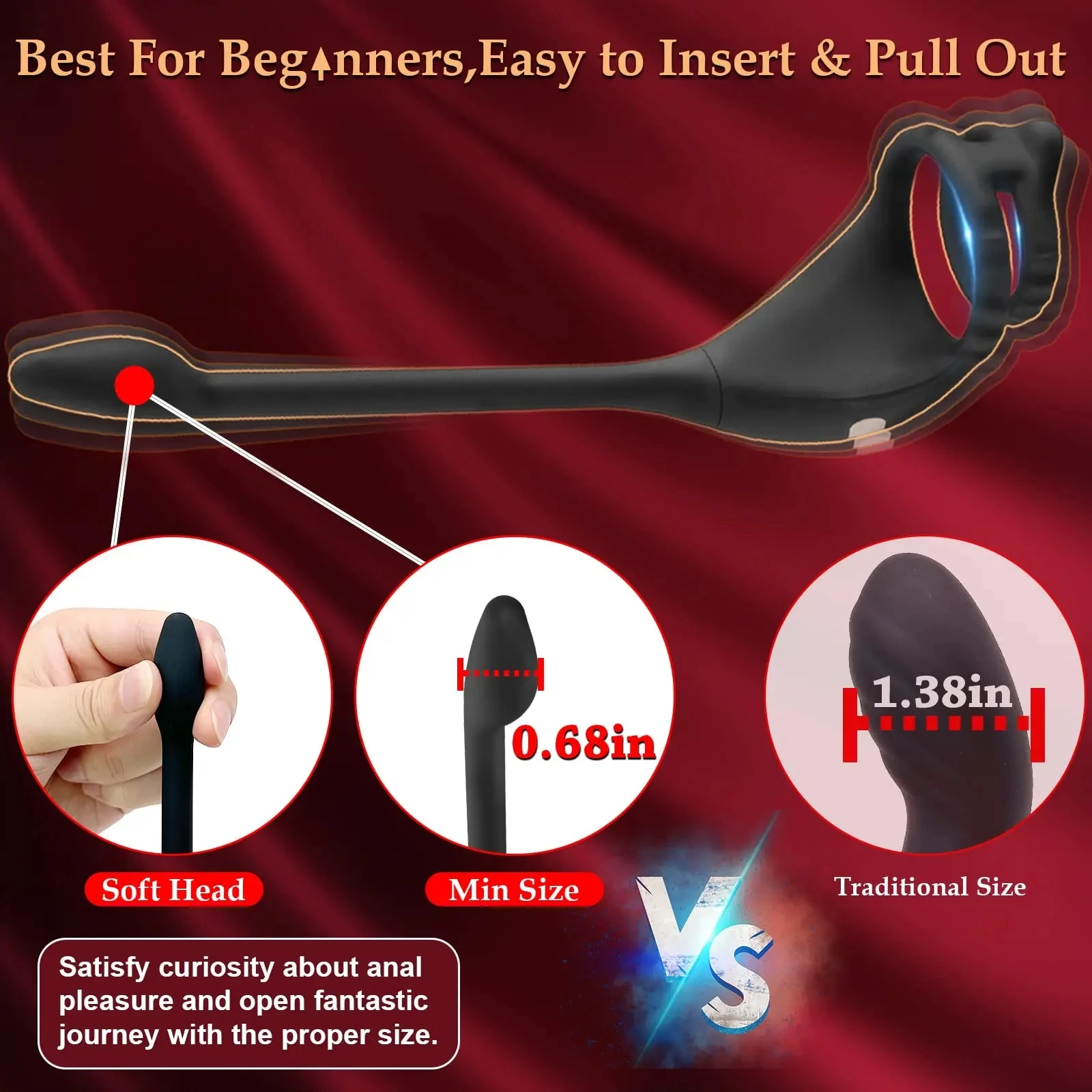 Anal Vibrator with Remote Control for Men Penis Ring prostate testicles vibration massager Perineum Stimulator Anal Plug