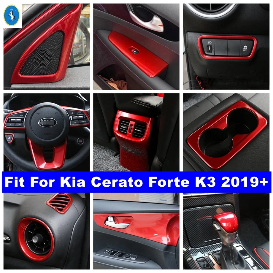 

ABS Red Inner Door Bowl / Glass Lift Button / Control Decor Panel Cover Trim For Kia Cerato Forte K3 2019 - 2023 Car Accessories