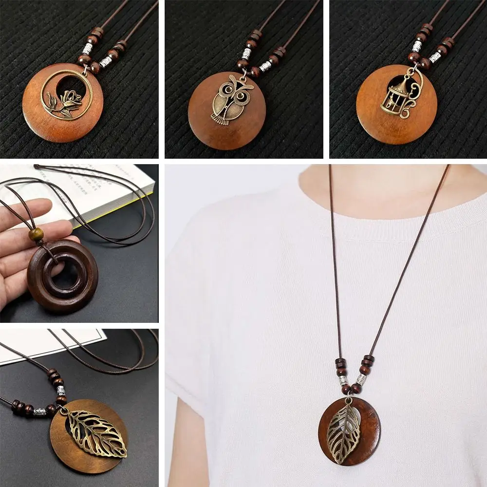 Wooden Gifts Collar Decoration Female Jewelry Neck Accessories Necklace Sweater Chain Sweater Necklace Clothing Pendant