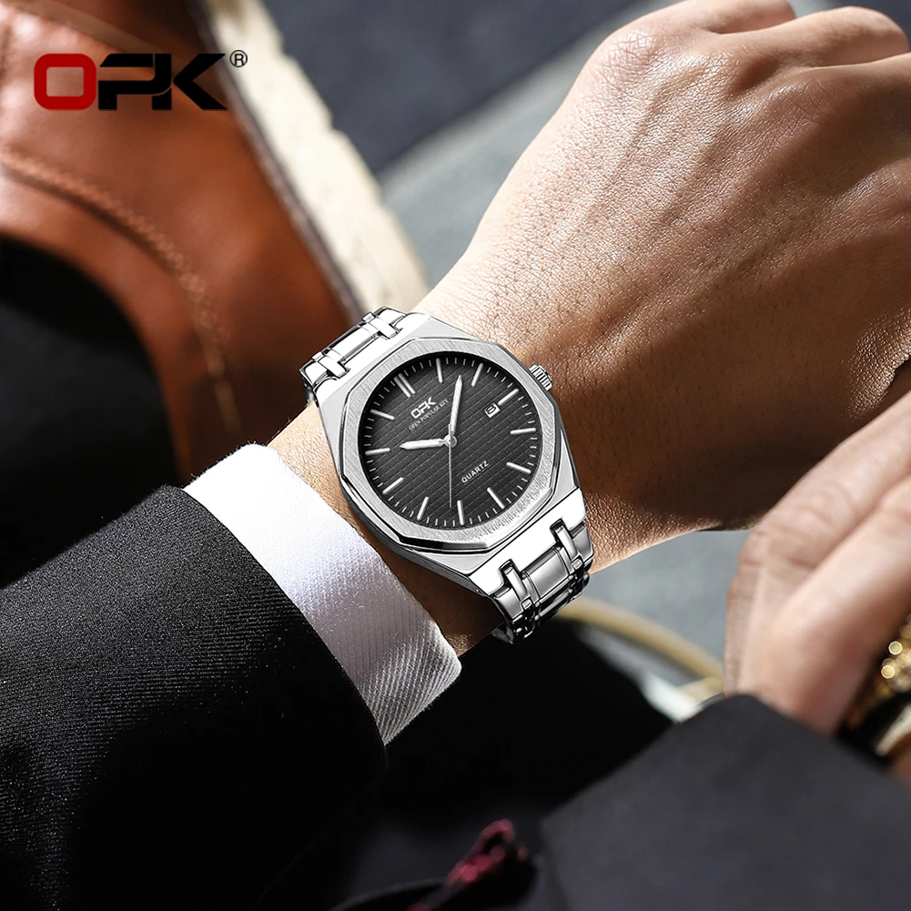 Reloj OPK para hombre, marca Original a la moda, resistente al agua, luminoso, fecha automática, relojes de cuarzo, reloj de acero inoxidable de lujo para hombre