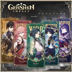 Genshin Impact Painting Laser Ticket Arlecchino Clorinde Furina Kazuha Double-sided Collection Poster Card Bookmark 21x7cm