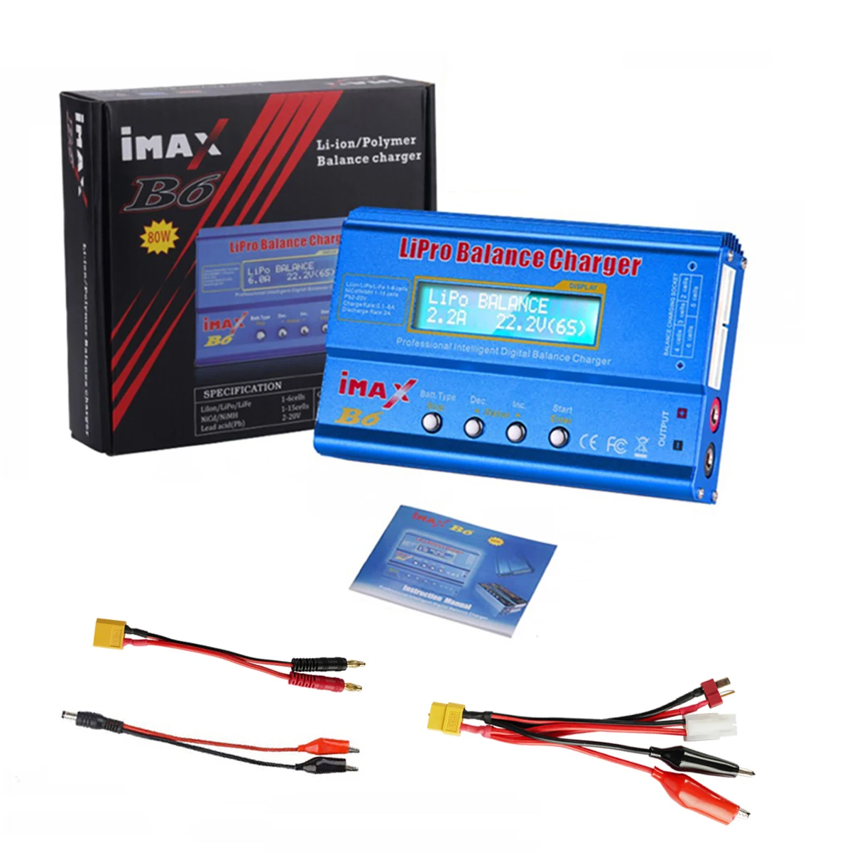 IMAX B6 80W Batterij Oplader Voor Lipo NiMh Li-Ion Ni-Cd Digitale Lipro Balans Lader Ontlader wisselstroom 15V 6A Adapter Rc Auto