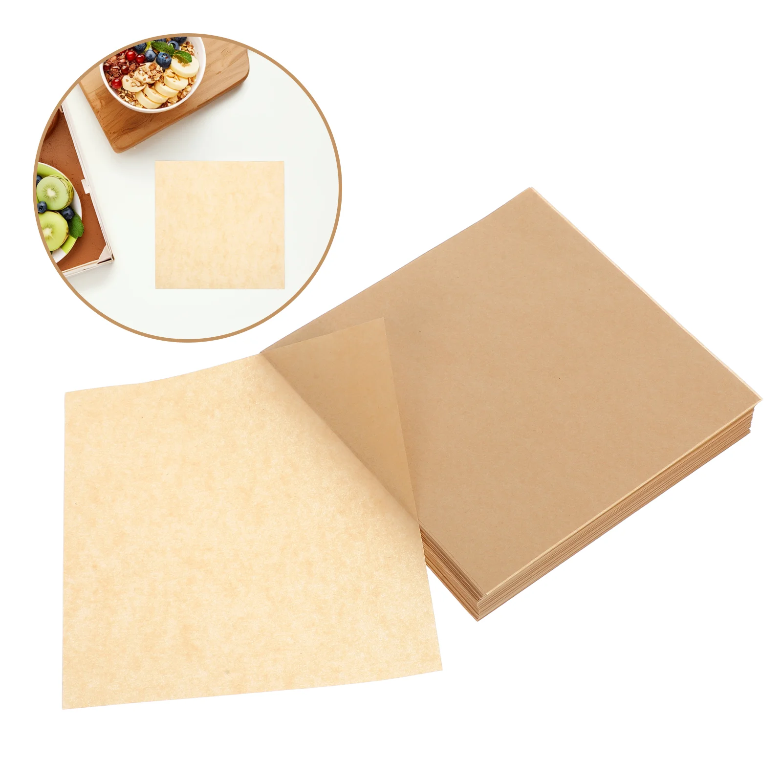 

500 Sheets Parchment Paper Oil-absorbing Baking Food for Party Square Kitchen Accessories Snack Papers Khaki Mat