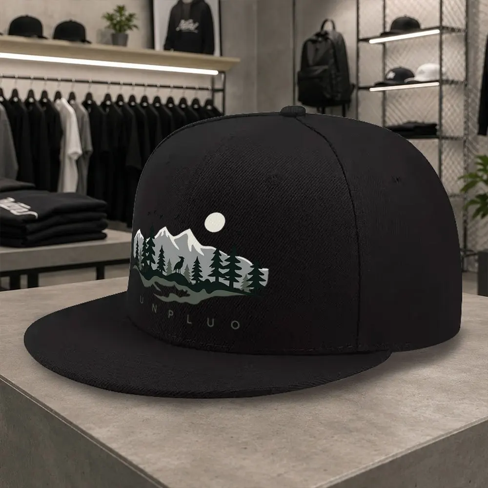 New Mountain Birds Pattern Unisex Versatile Flat Brim Baseball Cap, Hip-Hop Cap, Suitable for Short Trips, Home Daily Wear, Tren