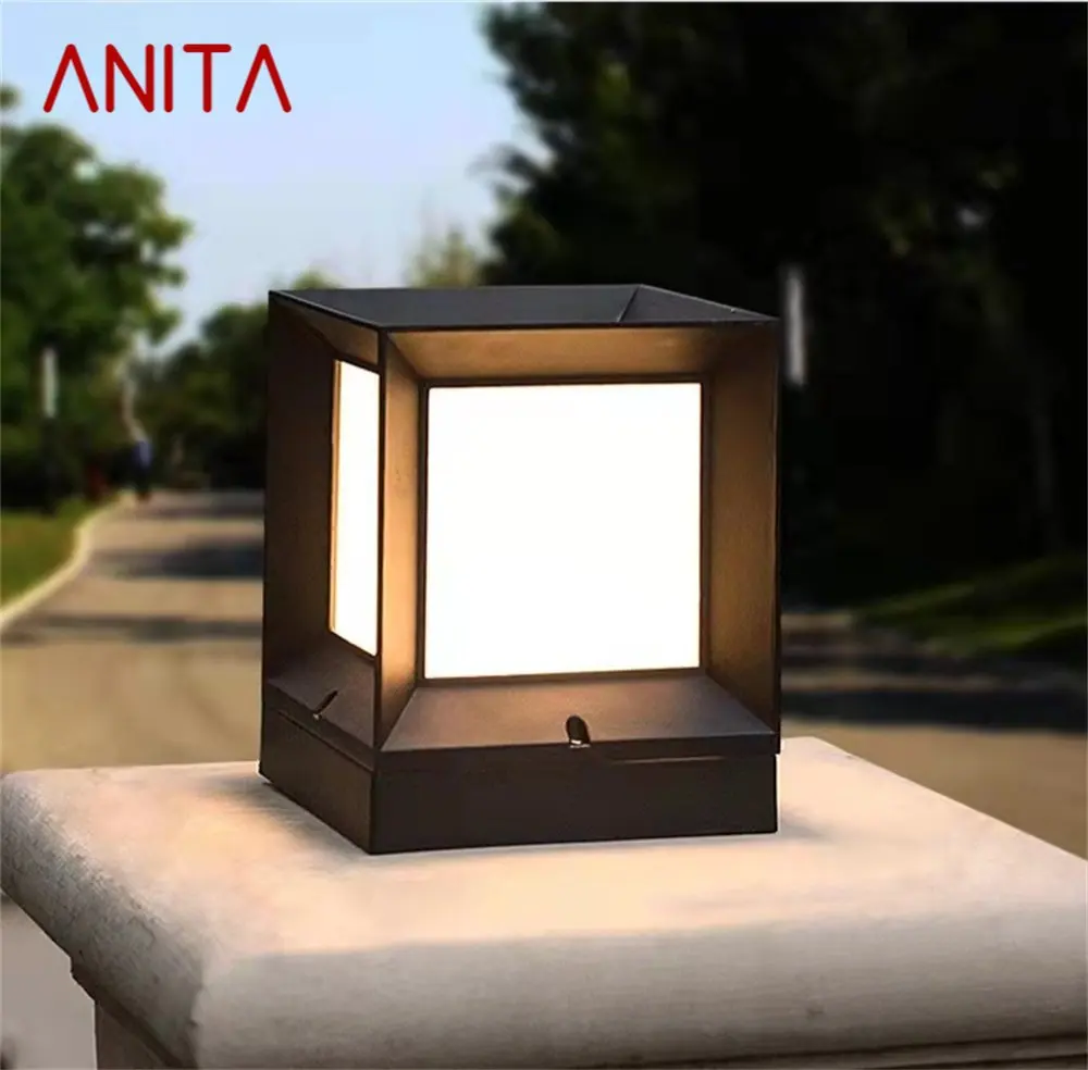 

ANITA Outdoor Solar Cube Light LED Waterproof Pillar Post Lamp Fixtures for Home Garden Courtyard