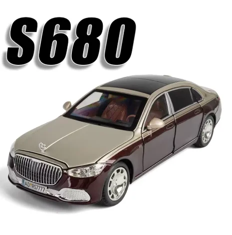 1:24 S680 Model Toy Cars Metal Diecast Simulation Interior Doors Opened Pull Back Sound Light Birthday Toys Gifts
