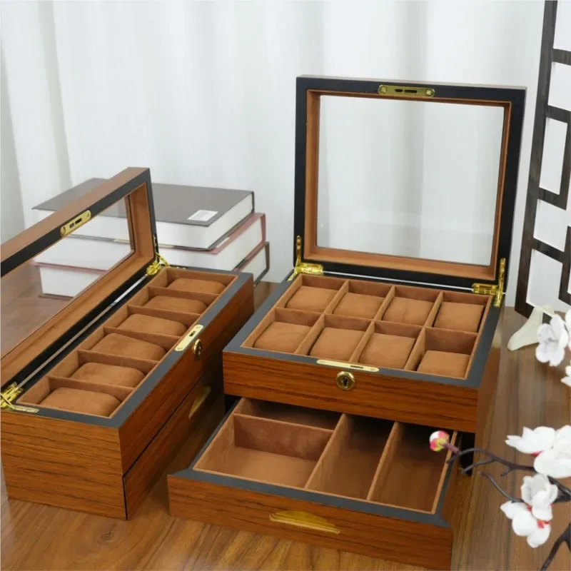 Black Walnut Retro Style Solid Wood Exquisite Jewelry Wooden Watch Storage Box Large Capacity Handmade Jewelry Storage Box ZI925