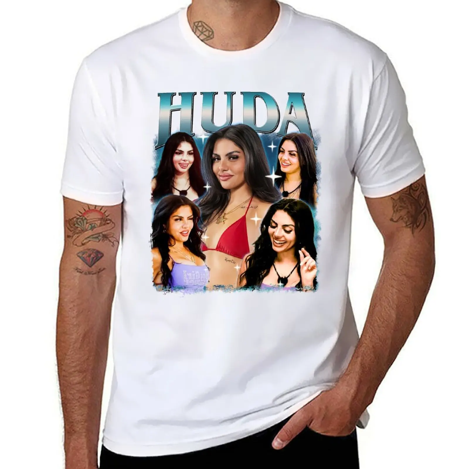 

Huda Mustafa Love Island T-Shirt cotton t shirt man men t shirt cotton 100% T-Shirt