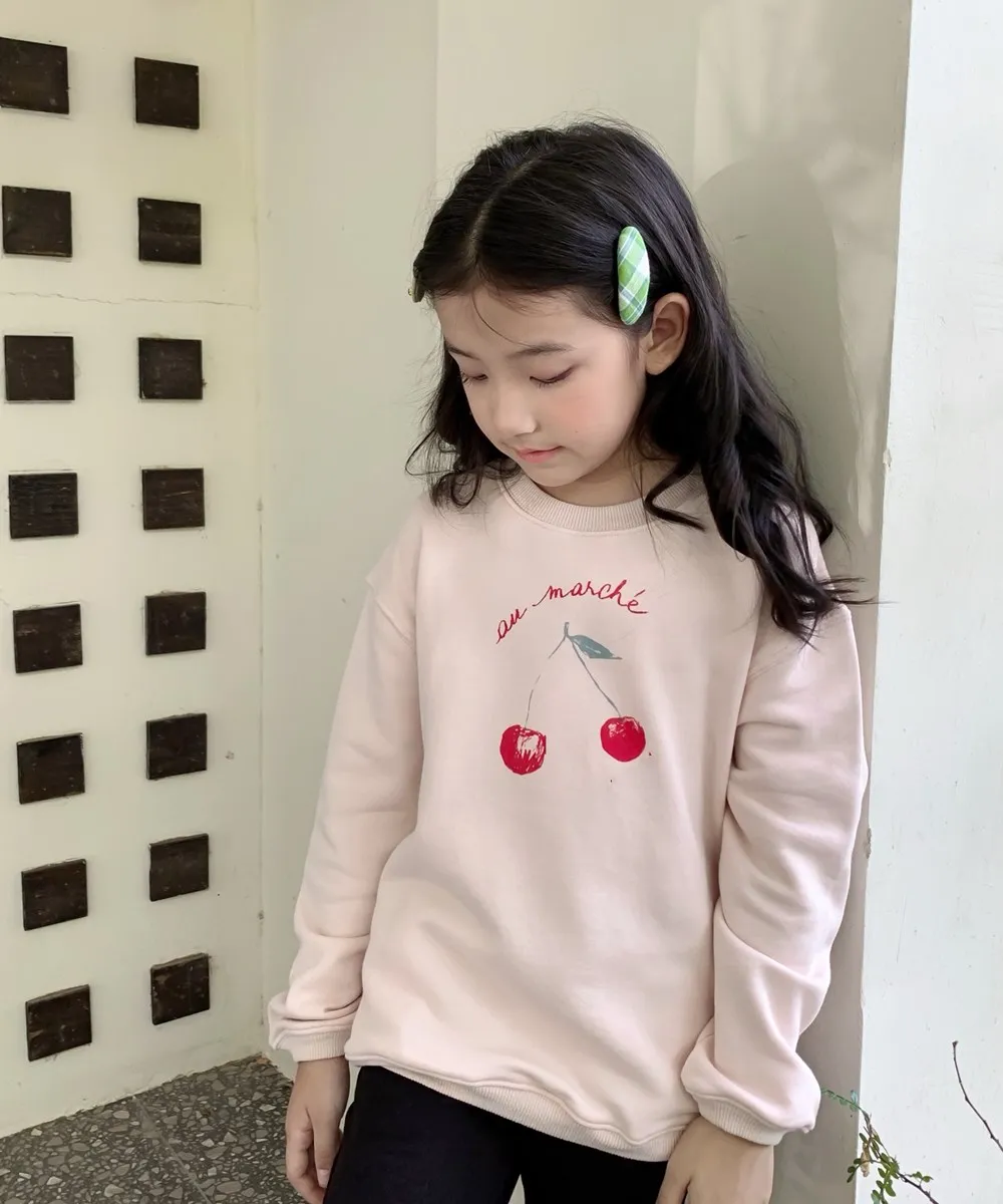 

fall clothes baby girl clothes kids tops Fruit print pattern round neck pullover High quality embroidered Sweatshirt