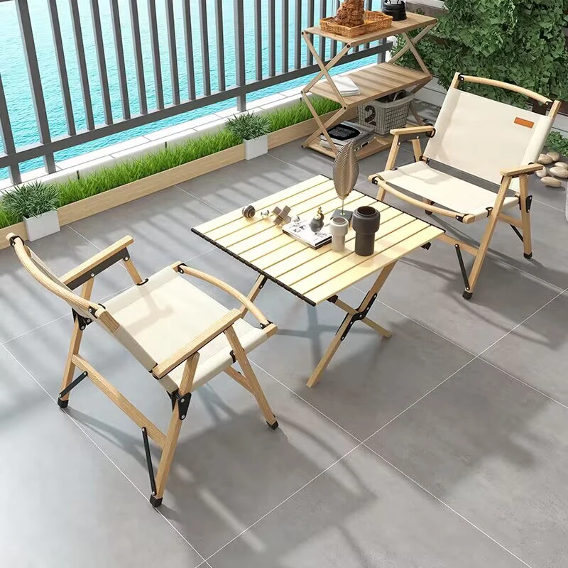 Guter Preis Terrasse Hof Möbel Set Holz faltbare Camping Tisch Picknick klappbare Outdoor Garten Tisch und Stühle Set
