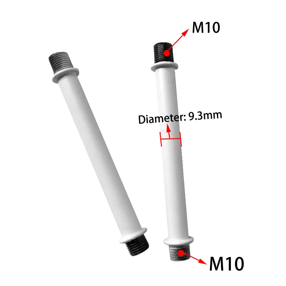 2Pcs Dia9.3mm Two End M10 External Teeth Double Tapping Middle Straight Pipe Hollow Connection Pipe DIY Table Lamp Floor Lamp