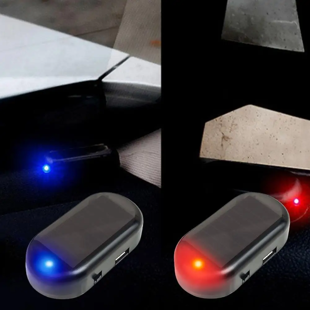 

Mini LED Solar Car Warning Light Night Safety Simulation Alarm Wireless Anti-theft Warning Light Flashing False Alarm Light