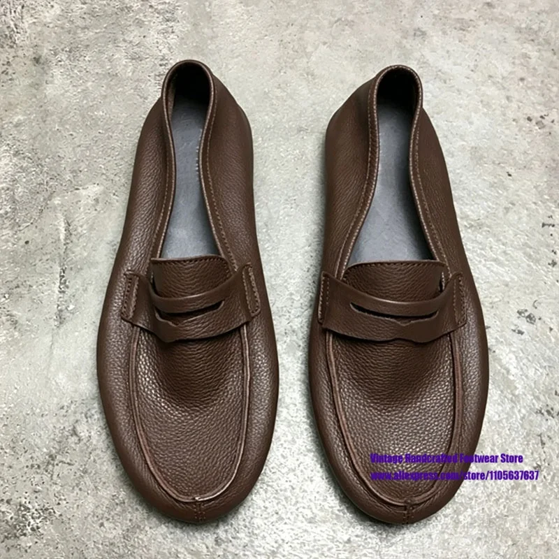 Men's Soft Leather Loafers Breathable Lightweight Casual Slip-On Driving Shoes Comfortable Flat Shoes Handcrafted Men's Shoes