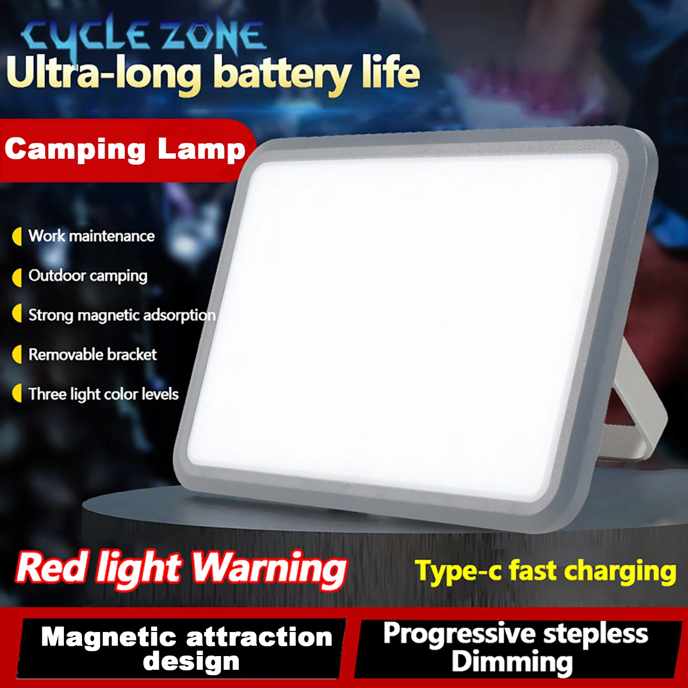 Portable LED Camping Tent Light Infinite Dimming Type-C Rechargeable Searchlight Outdoor Emergency Lighting Hanging Night Lamp