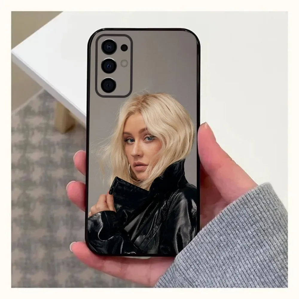 Capa de telefone Singer C-Christina-Aguilera para Samsung S24, S21, S22, S23, S30, Ultra, S20, Plus, Fe, Lite, Note, 10,9,5G Capa macia preta