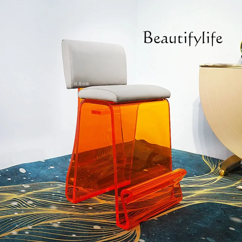 

Acrylic bar chair Home light luxury bar Modern simple backrest high chair Island bar chair