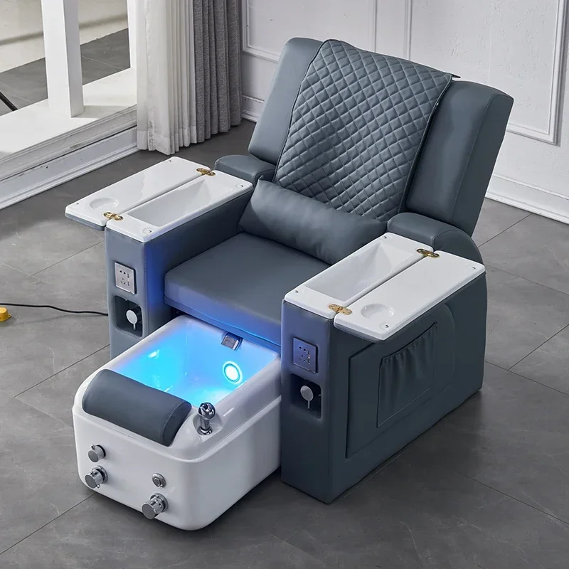 Light Emitting Diode Light Pink Salon Reclining Manicure Chair Luxury Foot Pedicure Spa Chair with Massage