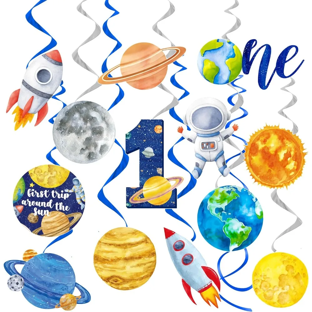 

First Around the Sun Party Hanging Swirls Outer Space 1st Birthday Party Decoration First Around the Sun Theme