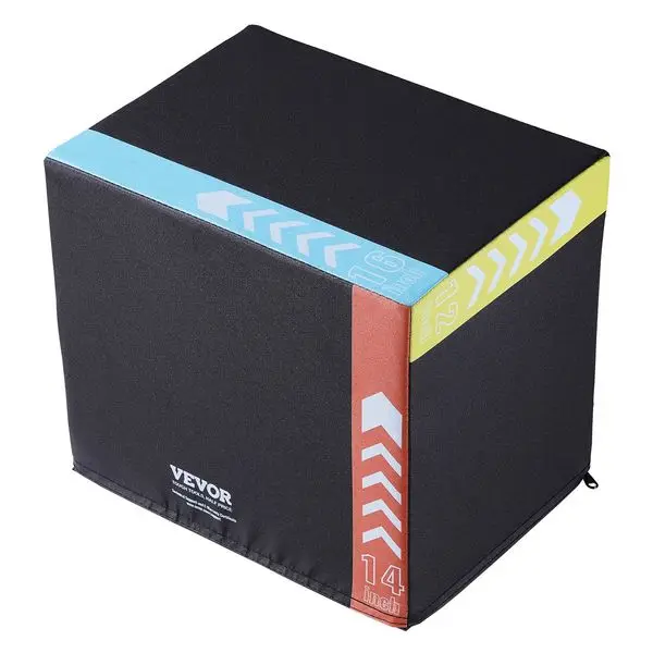 

VEVOR 3 in 1 Plyometric Jump Box, 16/14/12 Inch Cotton Plyo Box, Platform & Jumping Agility Box, Anti-Slip Fitness Exercise