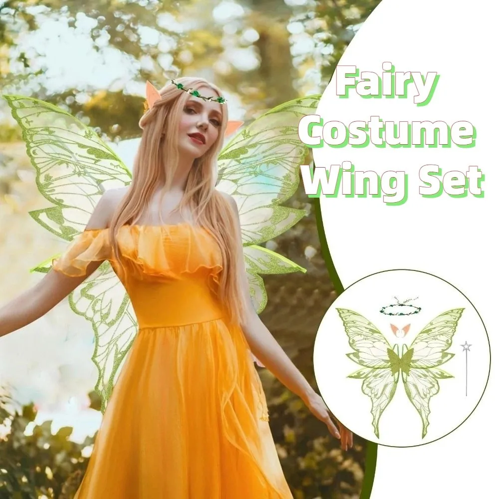 

Creative Fairy Butterfly Wings Lightweight Sparkle Dress Up Wings Set Handmade Star Wand Fairy Costume Wing Set Photo Prop