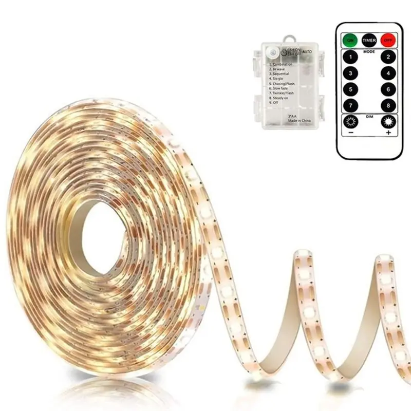 

Новинка: светодиодная лента 16,5 футов (150 LED 2835 SMD) на батарейках, теплый белый свет, с пультом ДУ, для декора спальни, кухни, шкафов